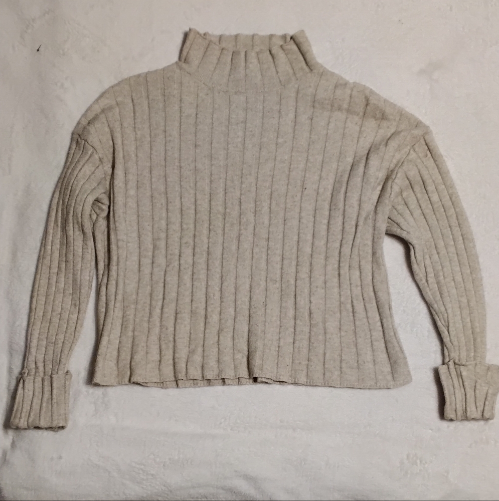 Poof! Women's Beige Ribbed Sweater